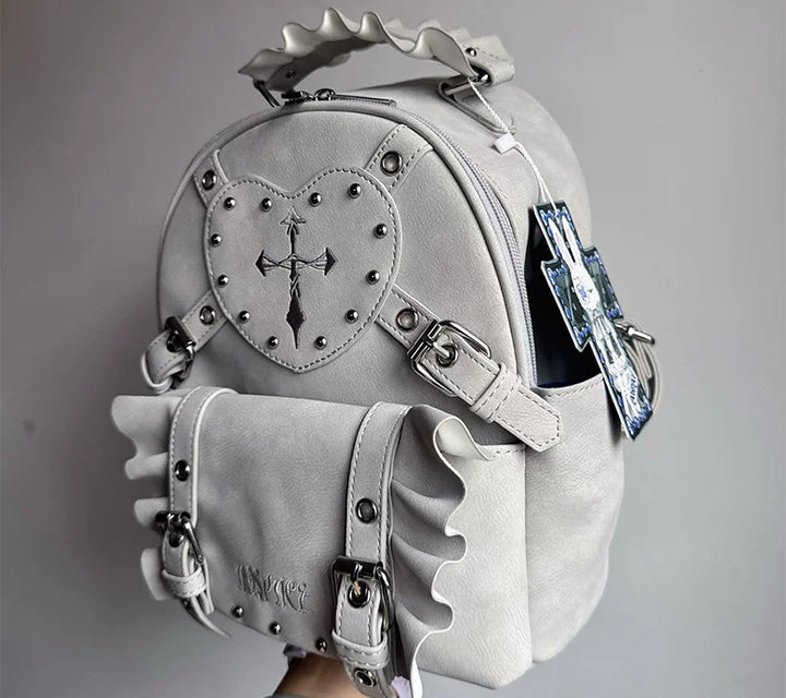 Subculture Punk Backpack, Studs & Cross Embroidery 44925:829185