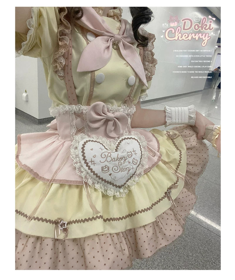 Kawaii Lolita Baker-Inspired Blouse, Suspender Skirt 44466:809183