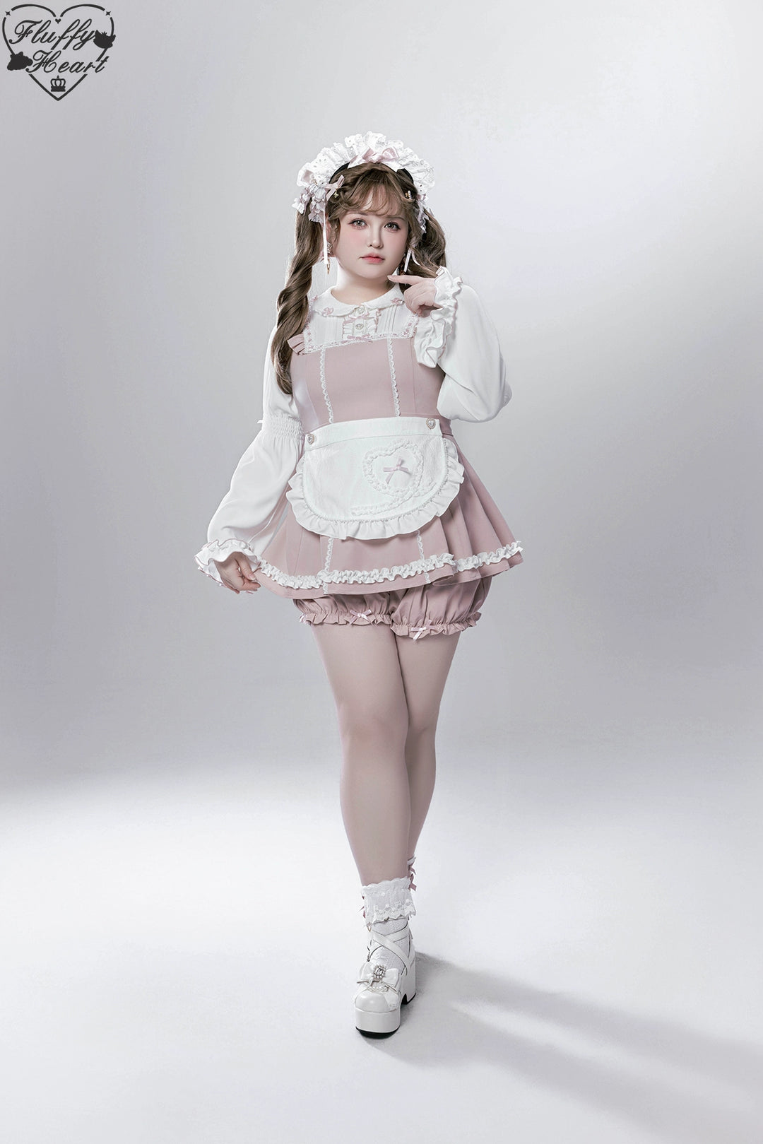 【Fluffy Heart】橱窗人偶日系女仆感可拆卸围裙萌系套装 现货 44119:796748