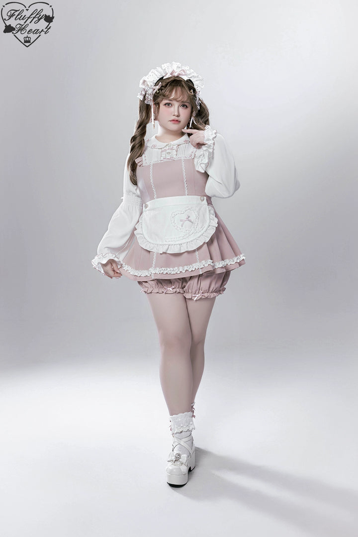 【Fluffy Heart】橱窗人偶日系女仆感可拆卸围裙萌系套装 现货 44119:796748
