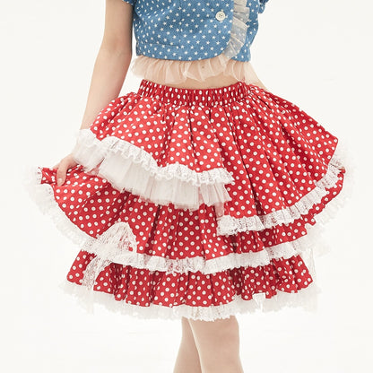 Lolita Skirt Retro Red Polka Dot Skirt (Red / M S) 36150:542836
