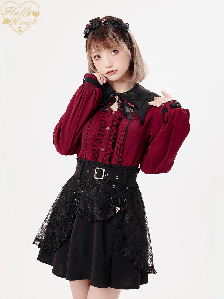 Jirai Kei Black Purple Skirt With Double Layer 21940:350824