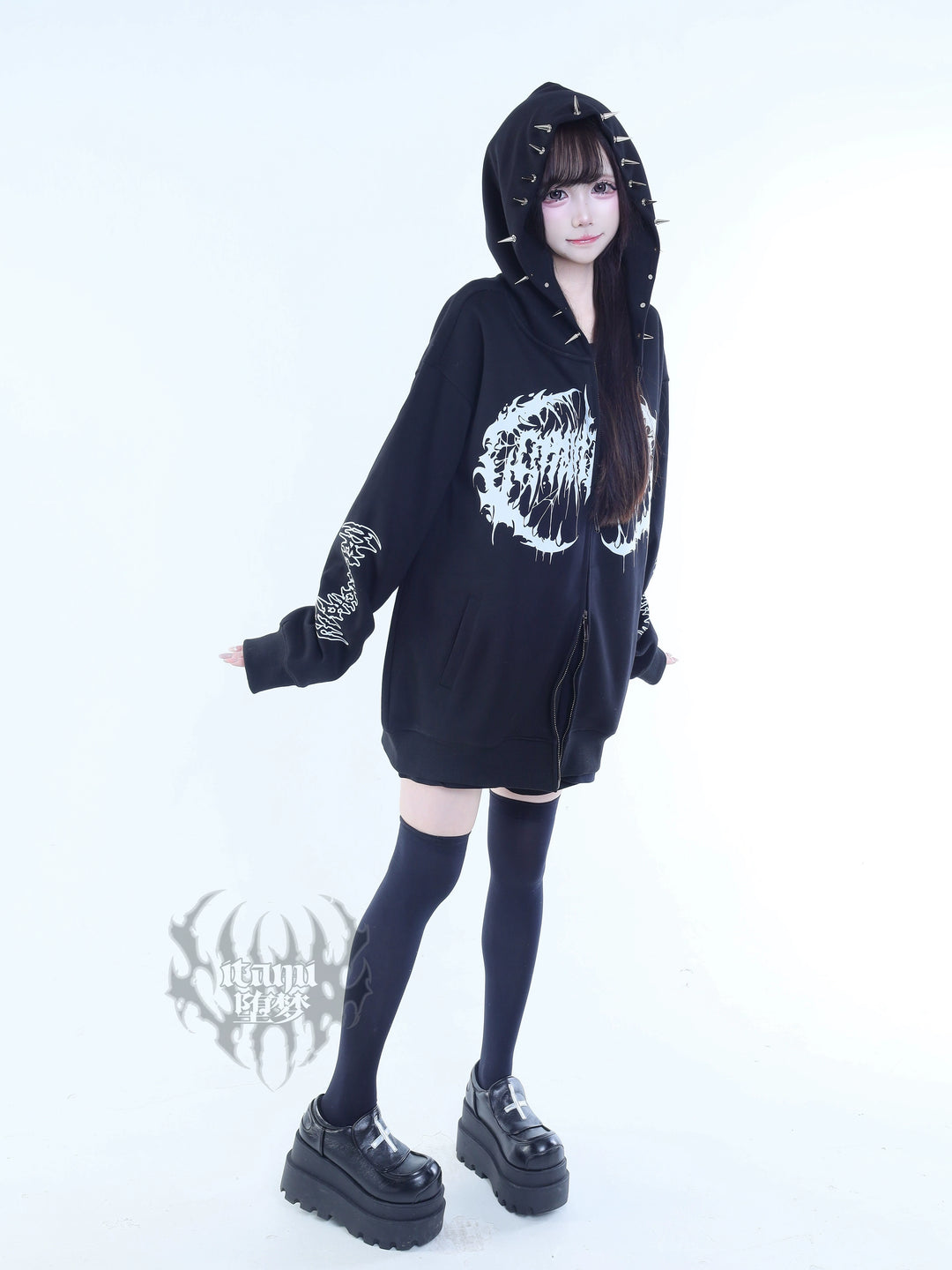 Punk Hooded Jacket, Studs Accents 44292:802413