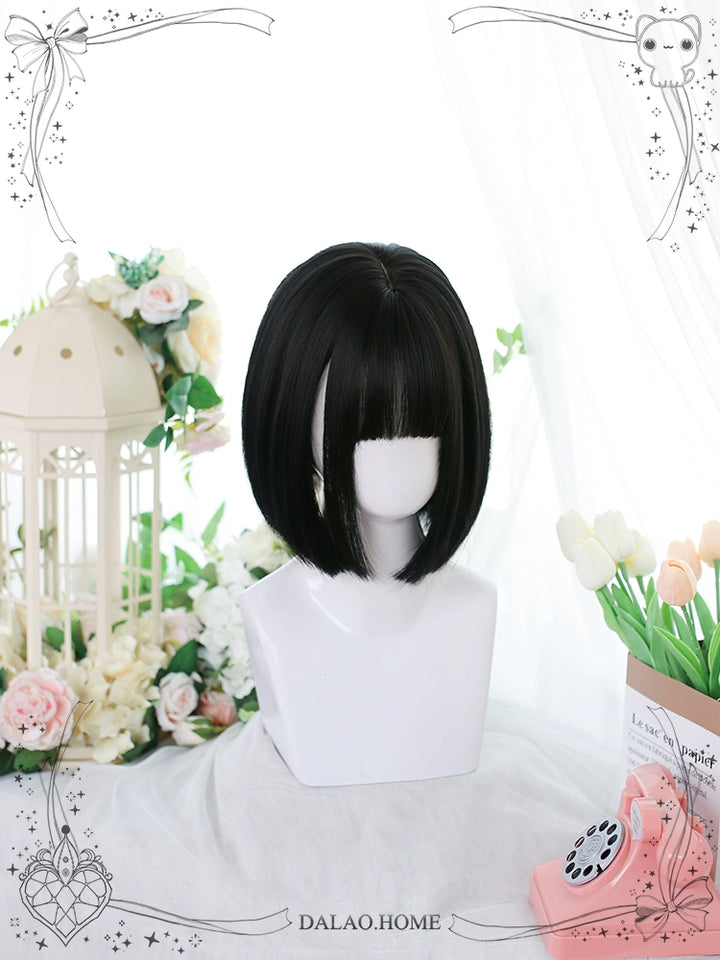 Lolita Wig Black Bob Haircut Short Wig With Bangs 35604:496404 35604:496404