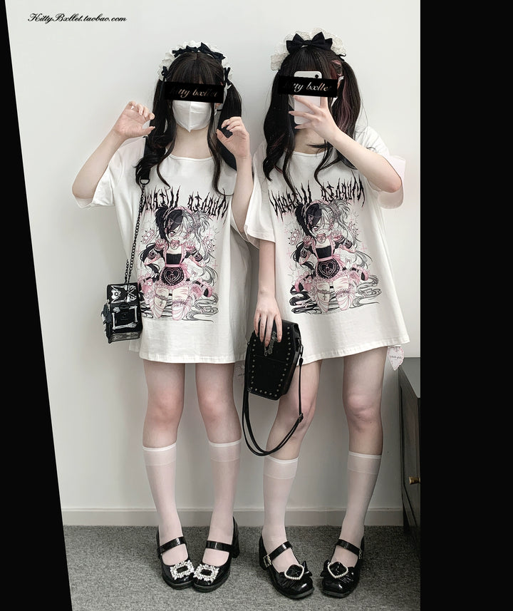 Oversize Jirai Kei T-shirt Short-sleeved Top 38318:598436