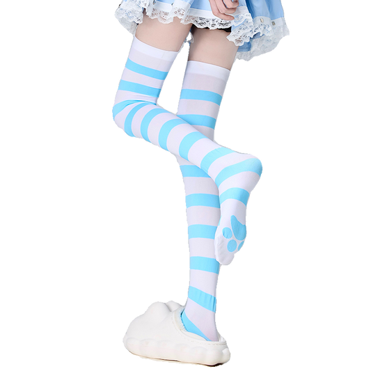 Jirai Kei Thigh-high Socks Velvet Striped Women Socks 35352:489518