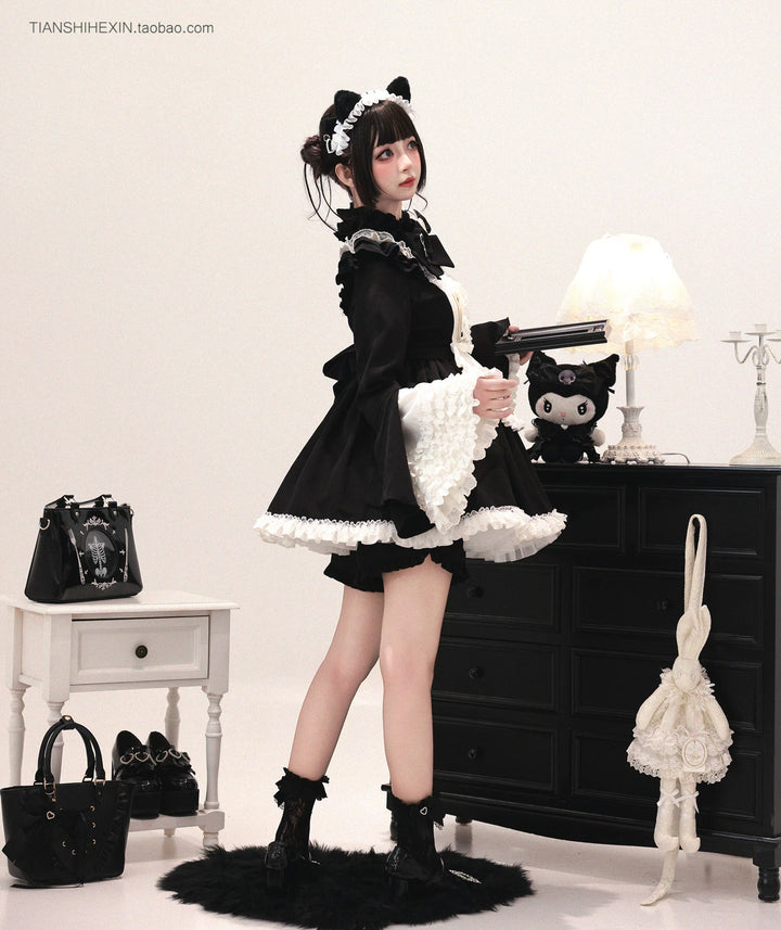Maid-Inspired Dress Outfit, Detachable Apron 44427:807830