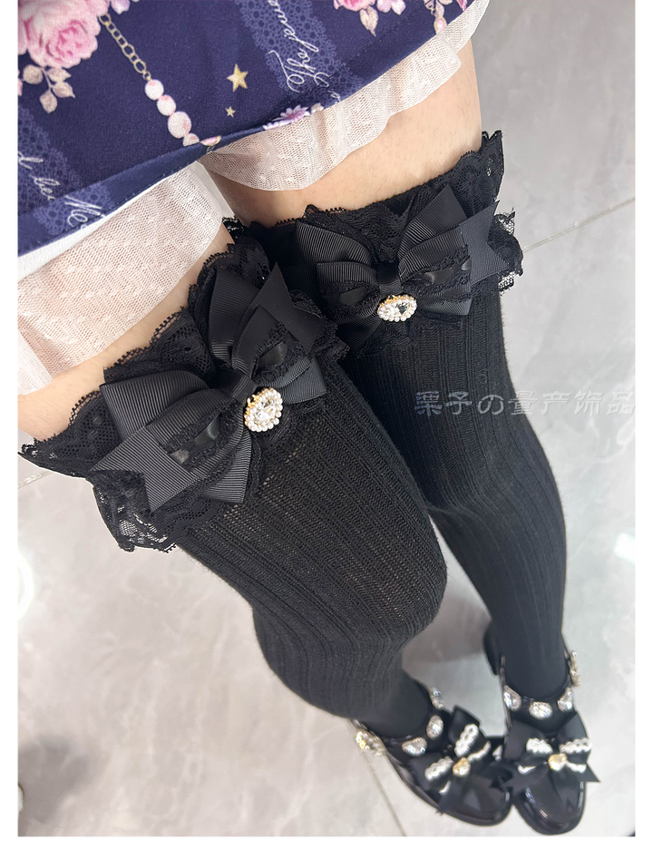 Jirai Kei Over-the-Knee Socks, Lace Cuffs 44008:793903