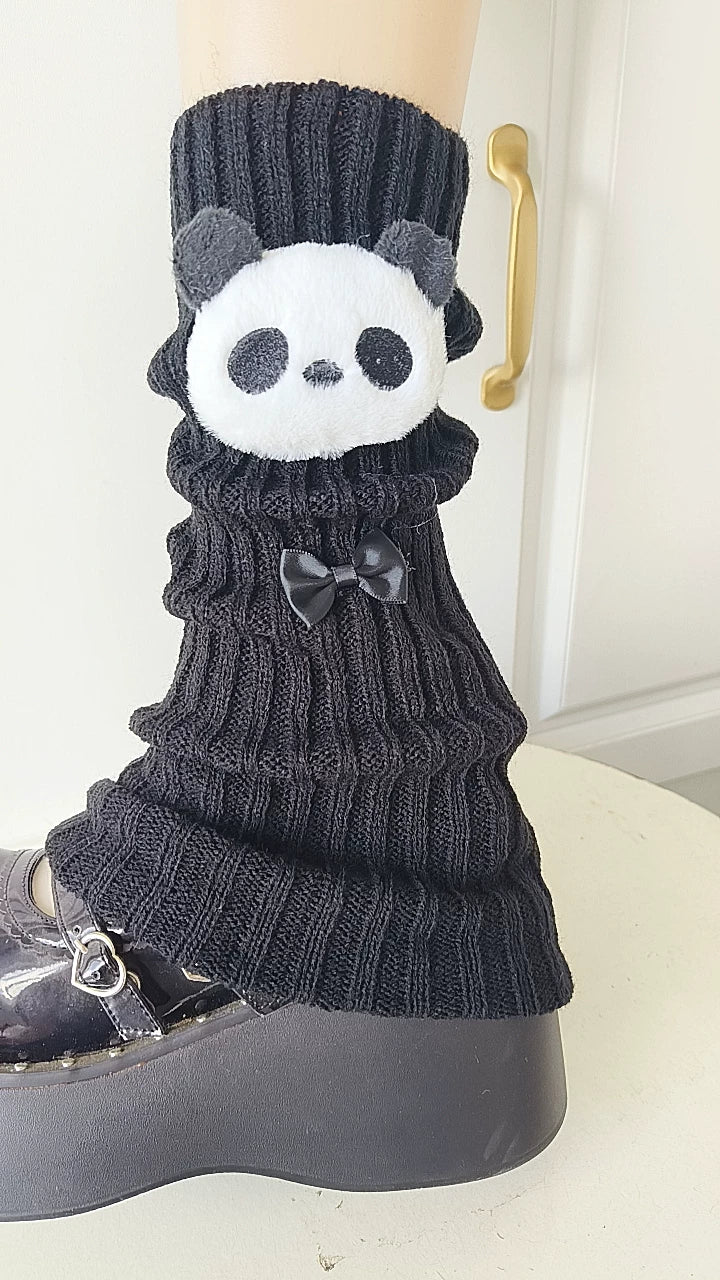 熊猫腿套白色百搭小腿显瘦堆堆袜日系亚文化可爱软萌学生jk蝴蝶结 44476:816693