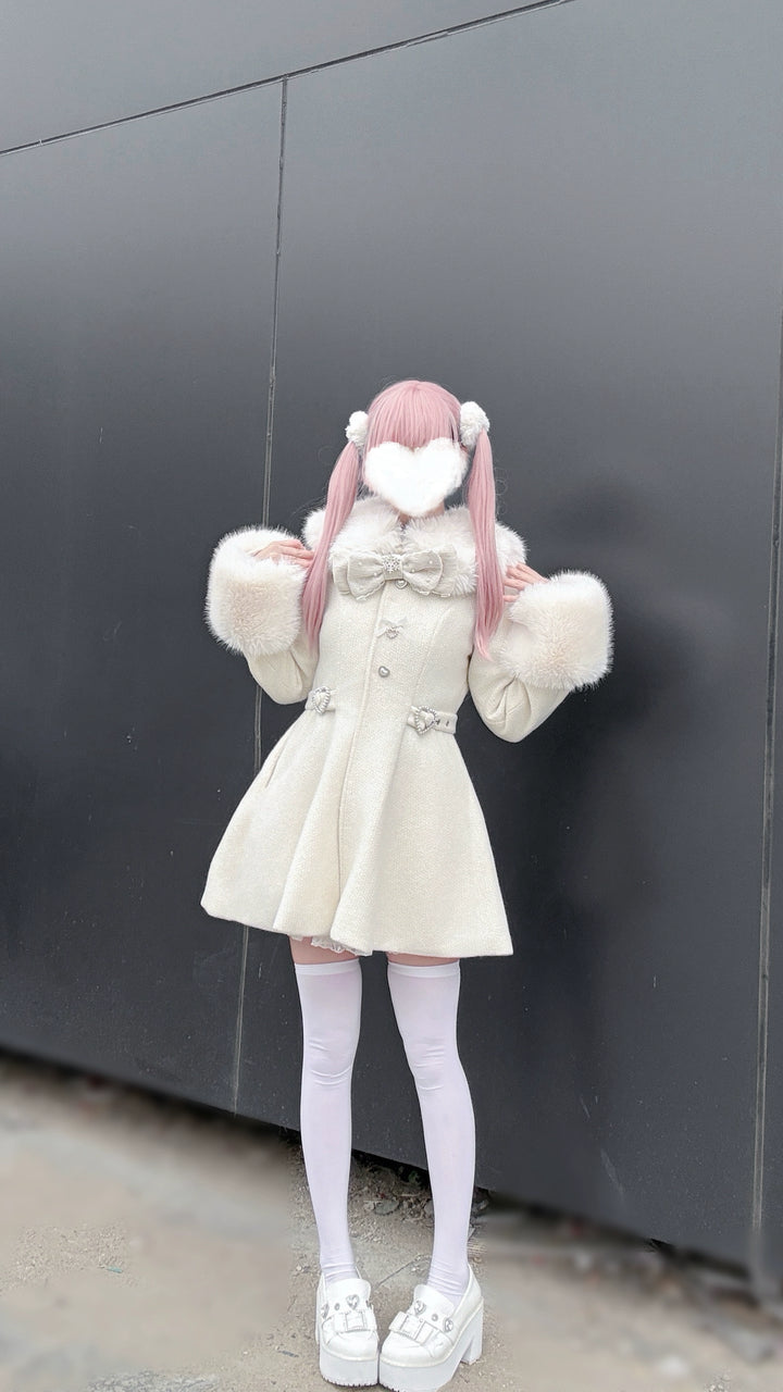 Ryousangata Winter Coat, Detachable Faux Fur Trim 43939:792431