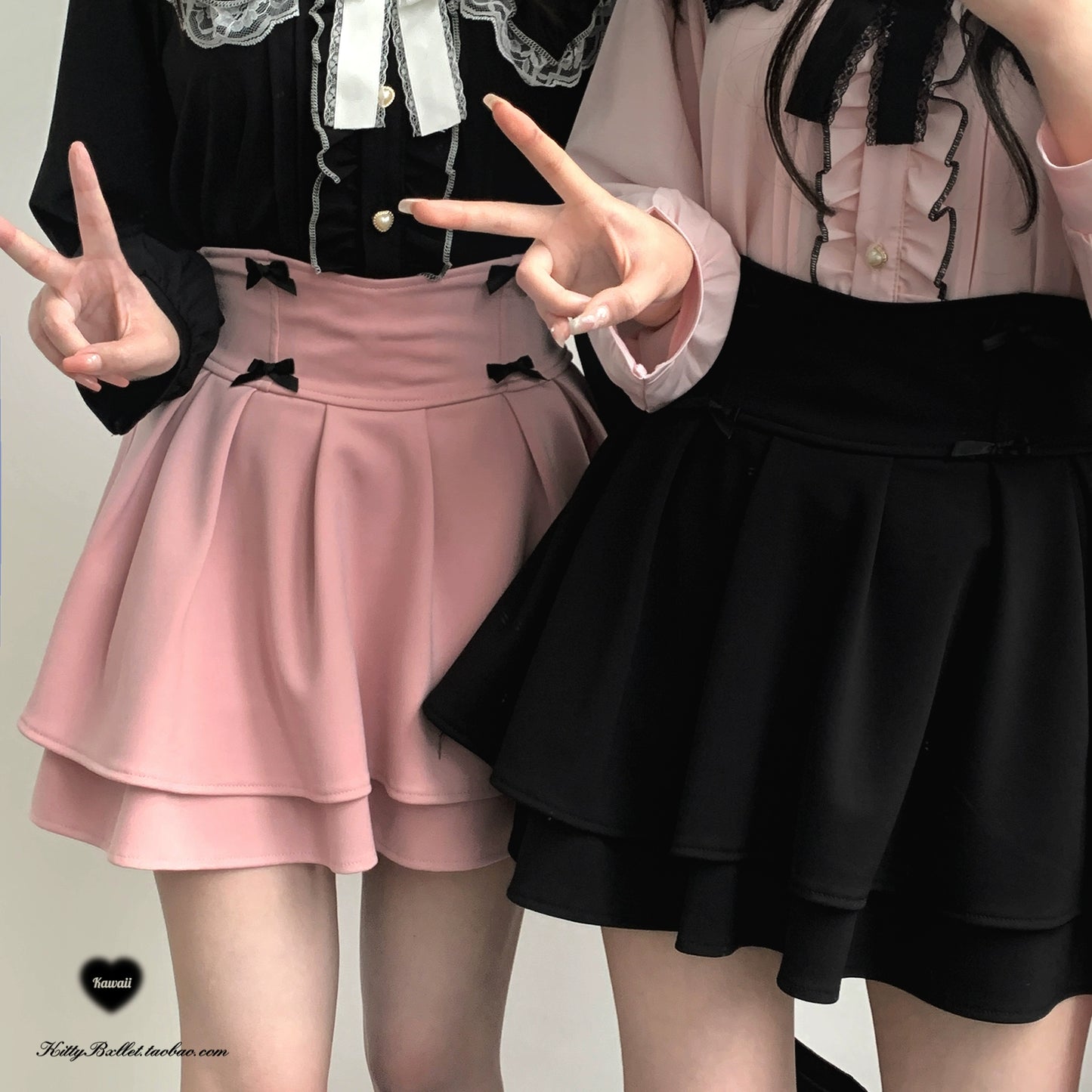 Jirai Kei Skirt Double Layer Puff Skirt with Bow 36770:534664
