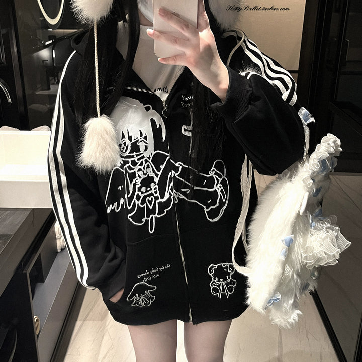 Subculture Jacket Zipper Hoodie Coat Hospital Doll Print 42073:725043