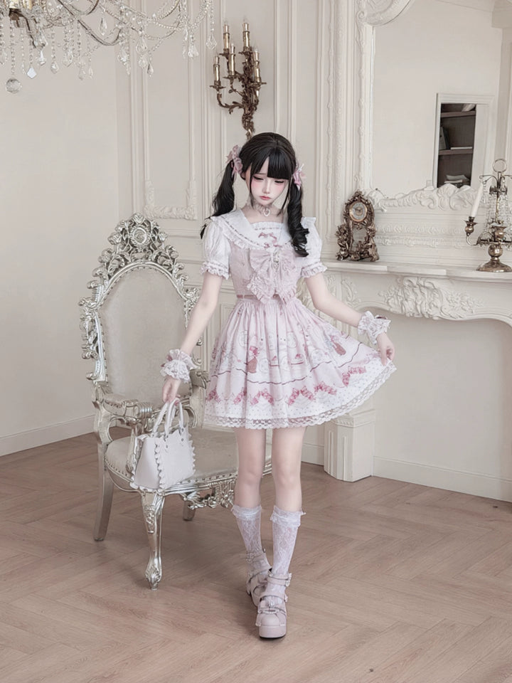 Ryousangata Dress Set, Bunny and Strawberry Dessert Prints (2XL 3XL L M S XL) 44783:836138