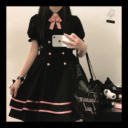 Jirai Kei Skirt Sweet Solid Color Strap Skirt (Black / F) 29540:487218
