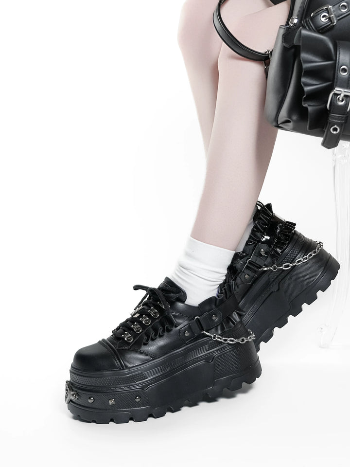 Punk Platform Shoes, Cross Accent & Detachable Heel Chains 45950:872312