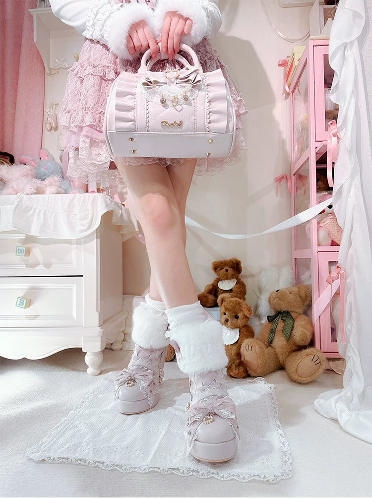 Jirai Kei 2-Way Handbag, Bow-Pearl Side Charm 44558:813619