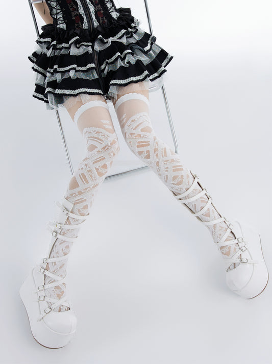 Lolita Socks Over-the-Knee Cross-tied Bandage Stockings 36618:552070