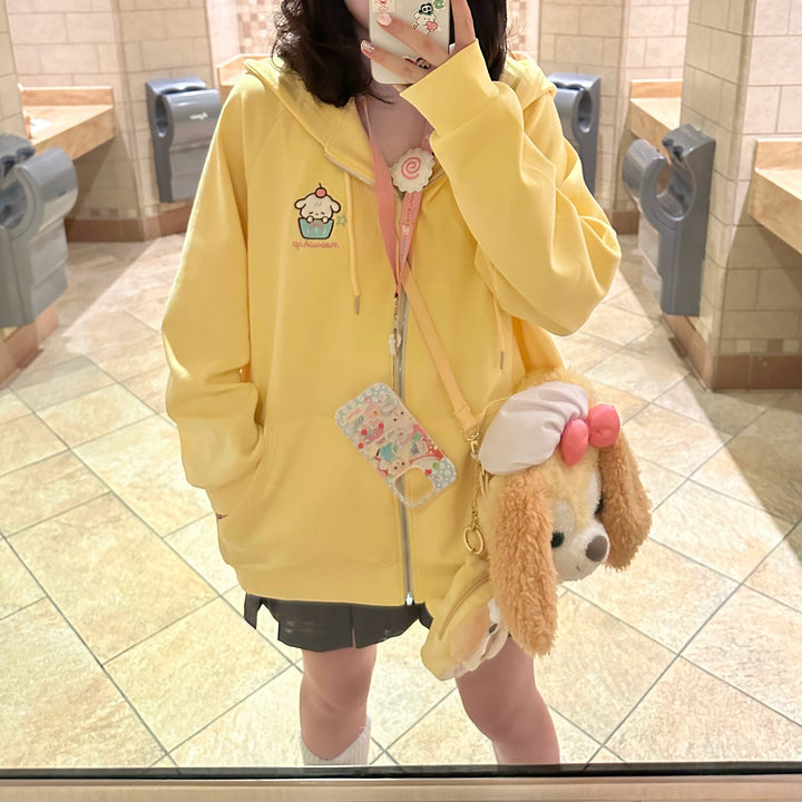 Kawaii Yellow Coat Puppy Embroidered Hooded Coat 31678:371288