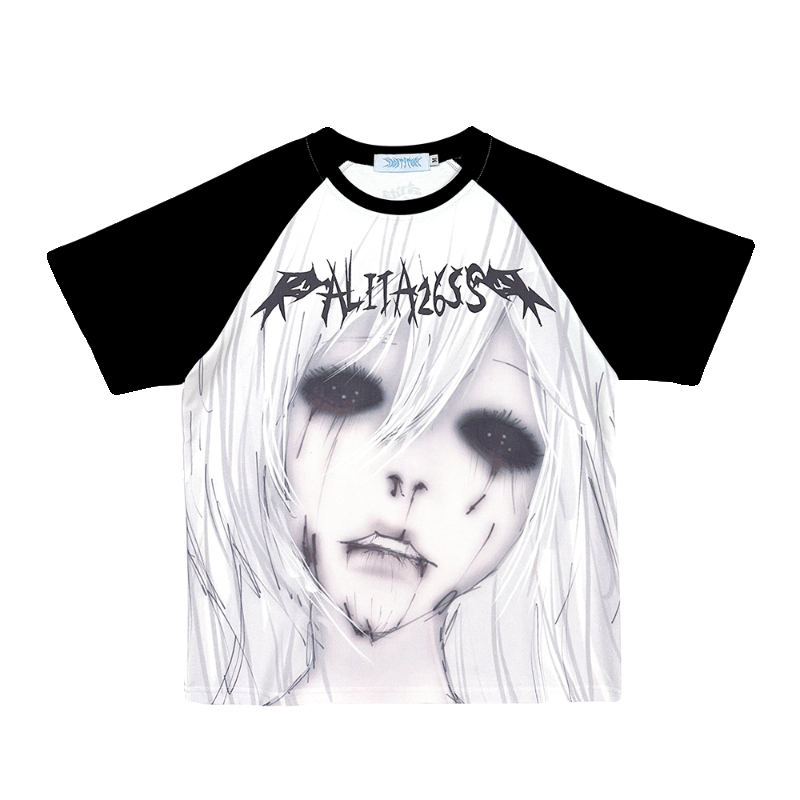 Gothic T-shirt Subculture Reglan Sleeve T-shirt Summer Top 37712:584242