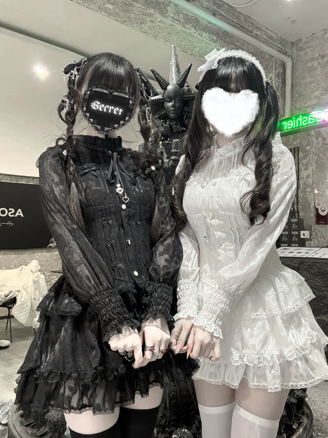 Jirai Kei Blouse & Bloomers Set, Ruffled Stand Collar 44959:831579