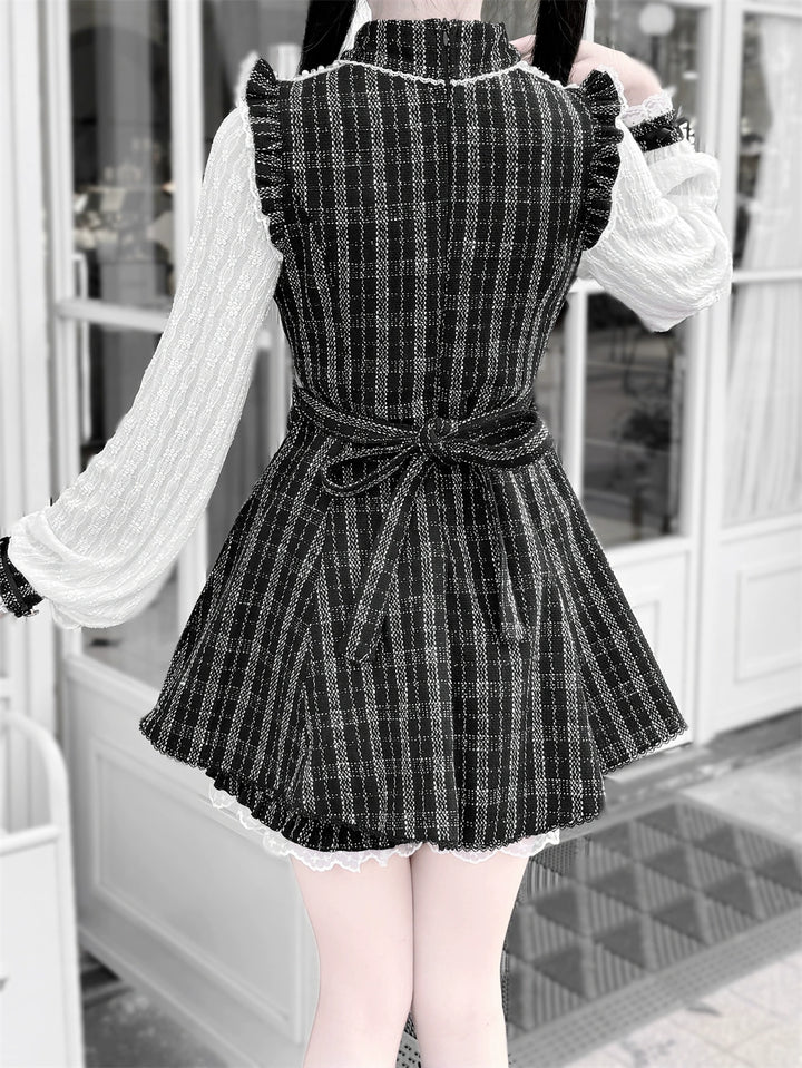 Tweed Ryousangata Dress Set, Elastic Waisted Shorts 44144:797227