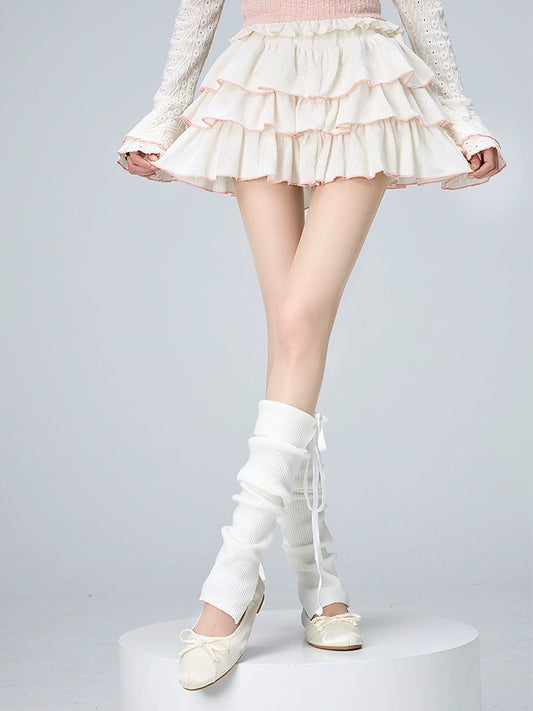Kawaii Leg Sleeves Sweet Knitted Leg Covers Socks (White / F) 36530:535900
