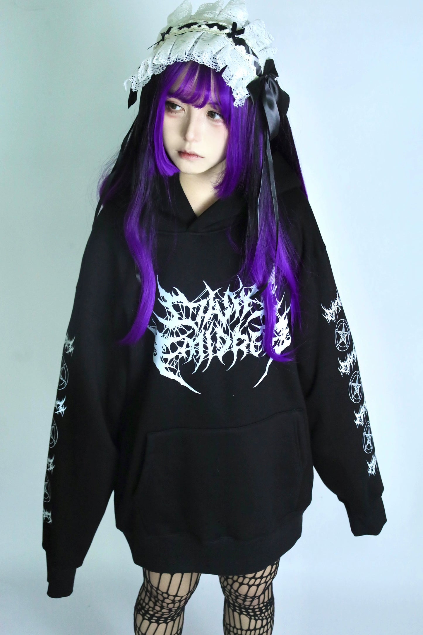 Jirai Kei Hoodie Punk Top Gothic Black and White Sweatshirt 32944:557826