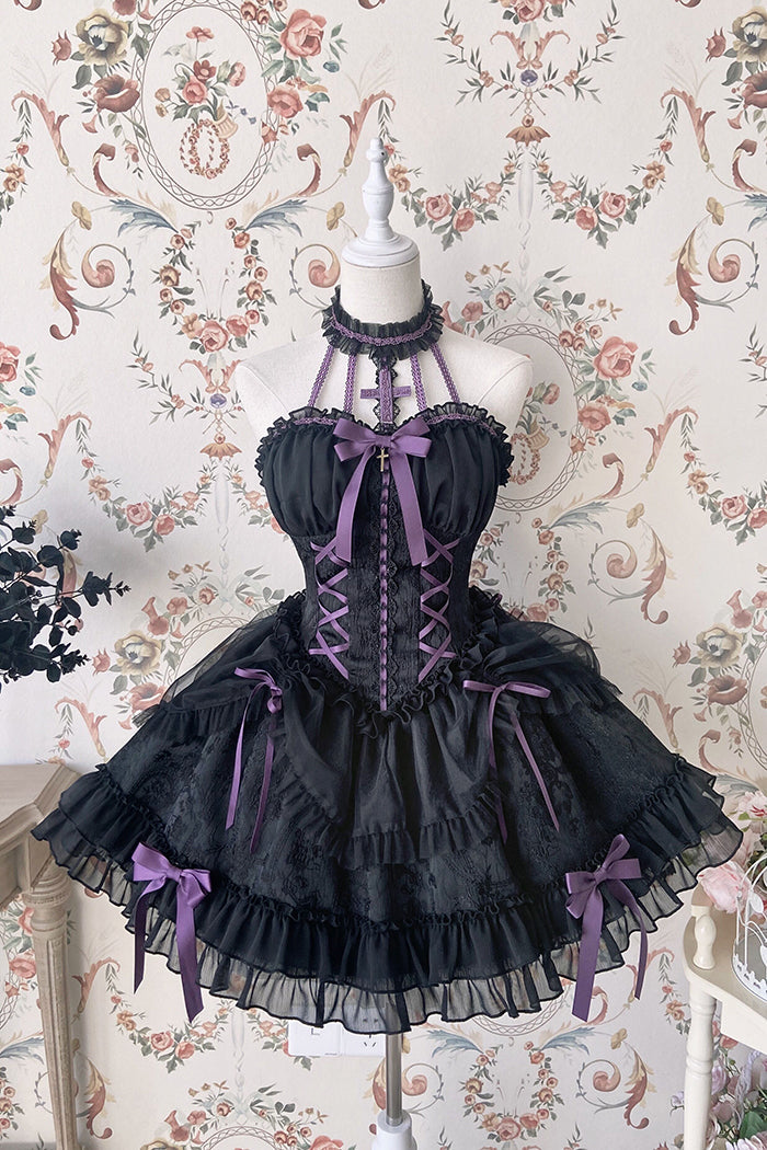 Gothic Lolita Dress Cross-Hime Halterneck Lolita Jumper Dress 35062:478485