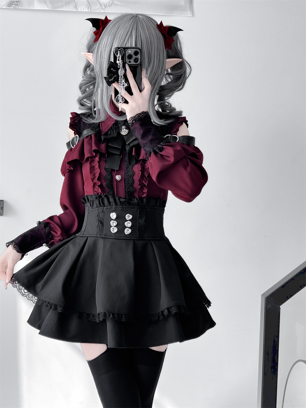 Lace-trimmed Jirai Kei Blouse, Multiple Colors 43878:788232