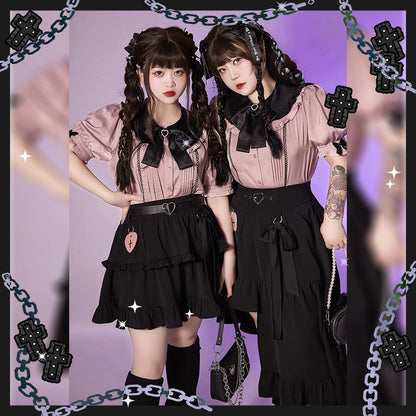 Plus Size Jirai Kei Black Skirts Vests 22052:349492