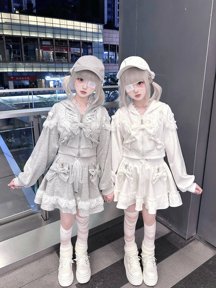 Lace Ryousangata Hoodie Outfit, Zipper Closure 43812:786108