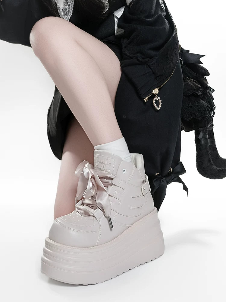 Jirai Kei High-Top Platform Shoes, Detachable Wing Decor 44333:806758