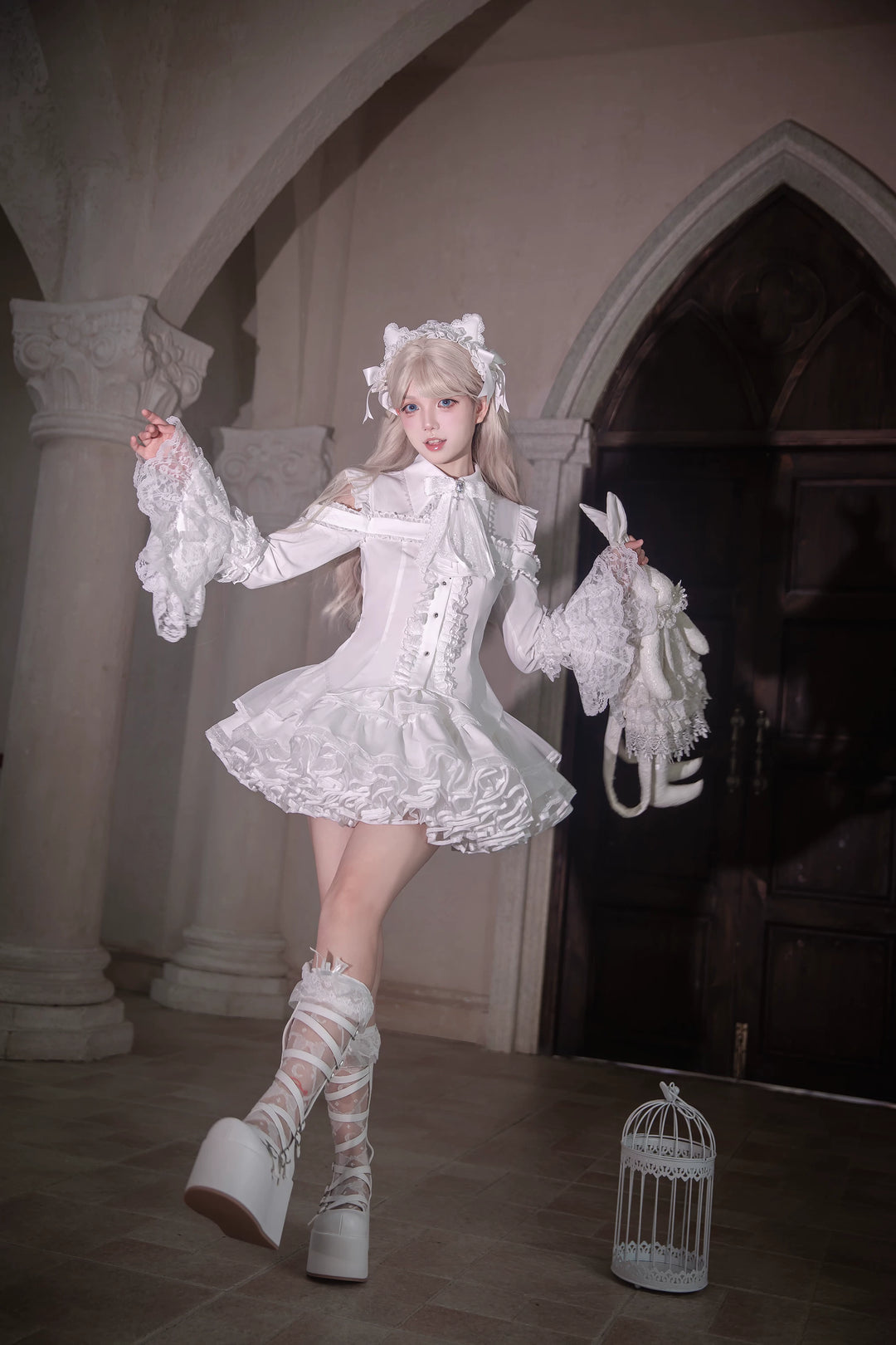Subculture Hime Sleeve Blouse, Lace Skirt Set 45625:858370
