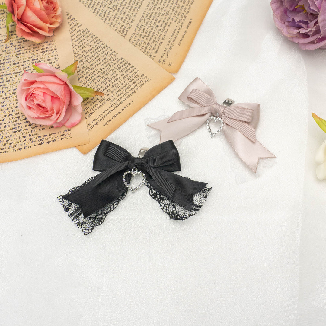 Jirai Kei Lolita Pink Black Bow Shoe Clips 21612:311876