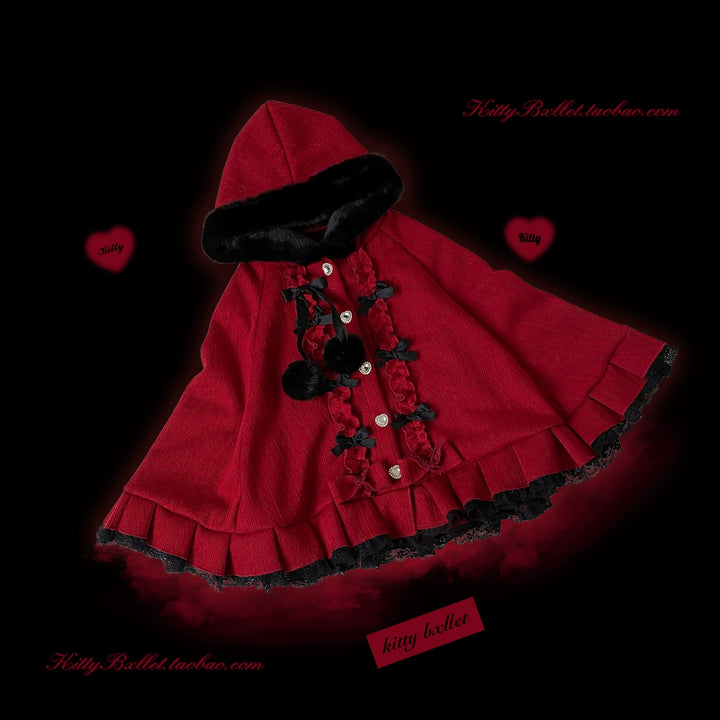 Sweet Style Winter Hooded Cape, Heart Rhinestone 42542:744603