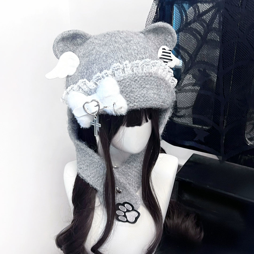 Y2K Knitted Hat Bear Ear Hat Cute Subculture Hat 41738:712276