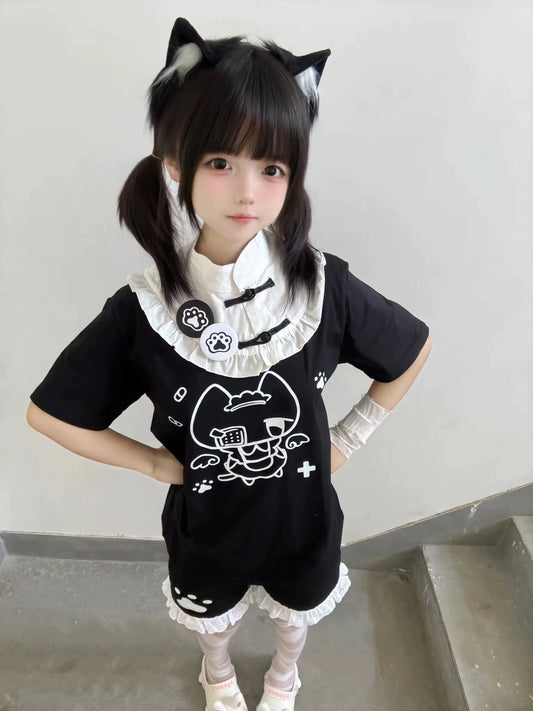 Tenshi Kaiwai T-shirt Kawaii Pure Cotton Short Sleeve Top (L M S) 37464:561370