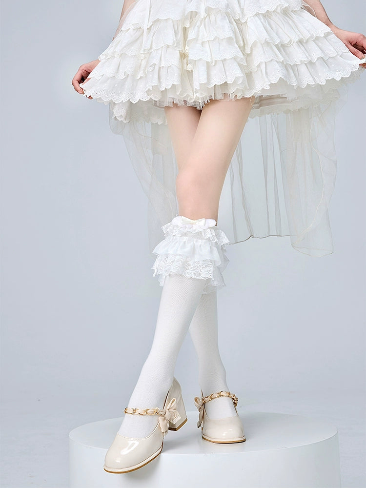 Lolita Calf Socks With Bows Jirai Kei Sock Covers 36532:536004