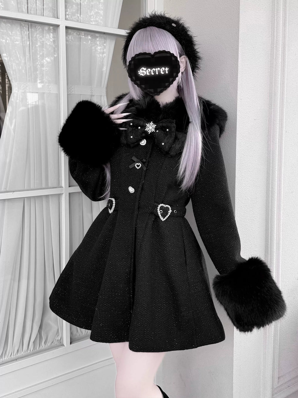 Ryousangata Winter Coat, Detachable Faux Fur Trim 43939:792438