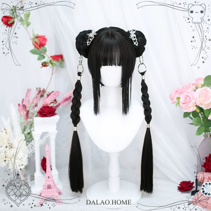 Lolita Wig Natural Black Short Straight Hair And Ponytail 35936:507620 35936:507620