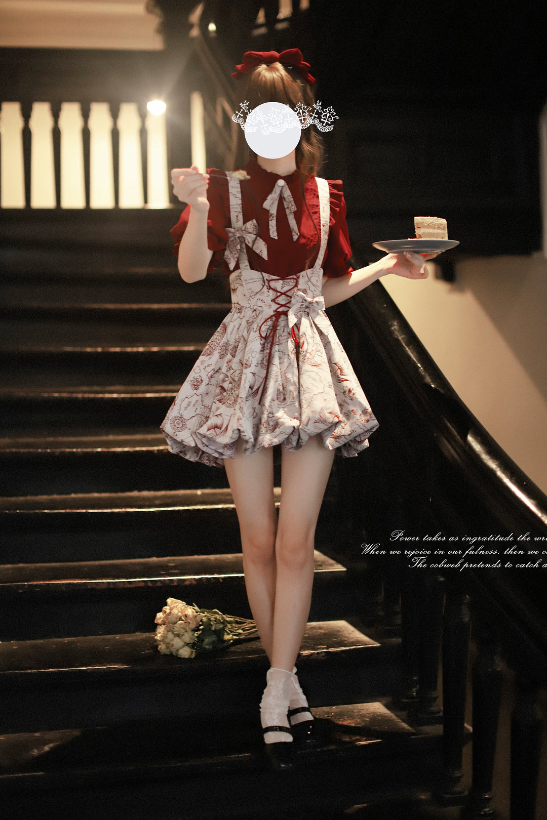 Classic Lolita Dress Jacquard Bud Salopette + Blouse + Bloomers 42920:757793
