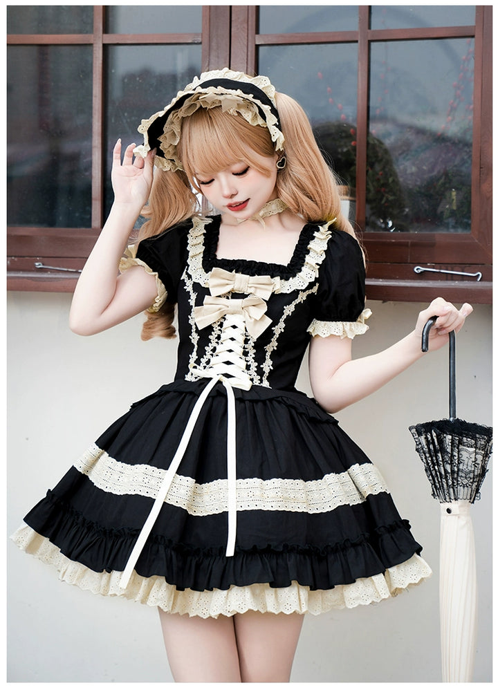 Classic Lolita Dress Black OP Versatile Detachable 6-Piece Set 37256:556468