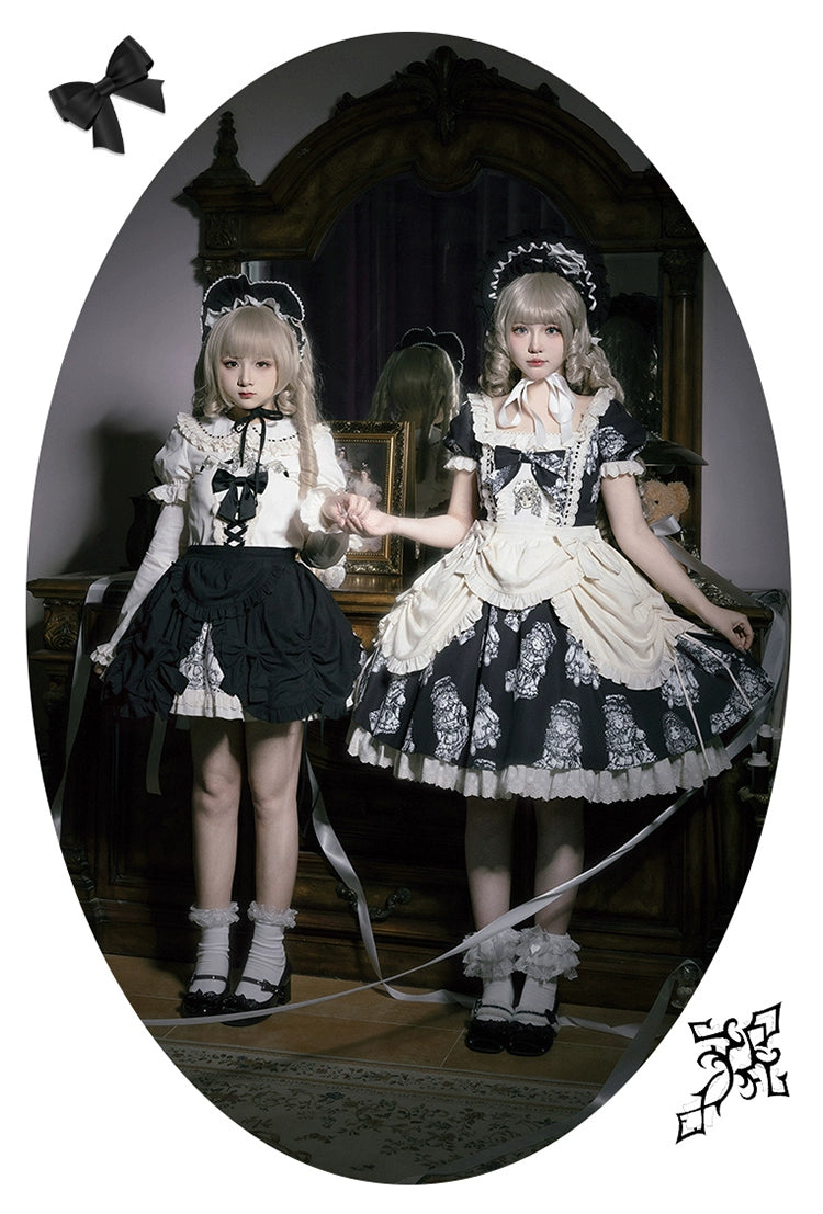 Vintage Lolita OP Dress With Embroidery And Doll Print 39472:641514