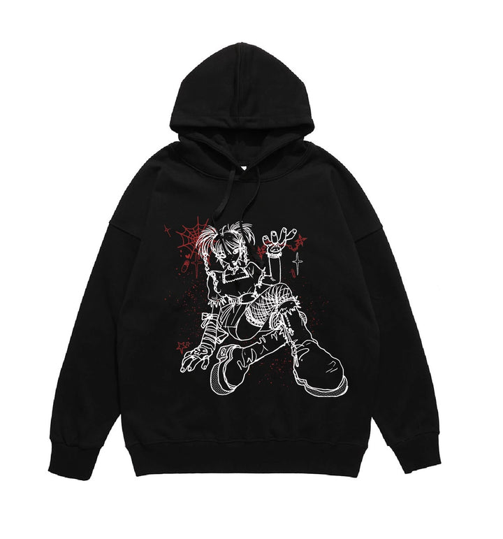 Yami Kawaii White Black Unisex Hoodie Oversize (2XL 3XL L M S XL) 29236:341338 (2XL 3XL L M S XL) 29236:341338