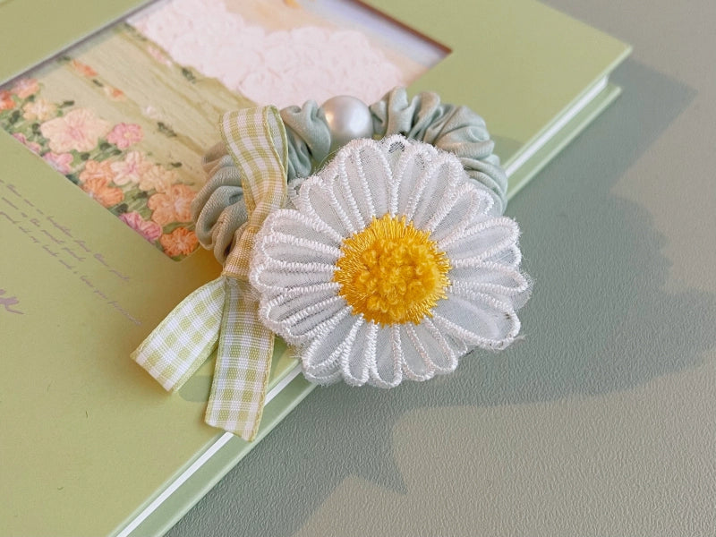 Japanese Hair Tie Handmade Sunflower Bow Scrunchy 28944:332852 28944:332852