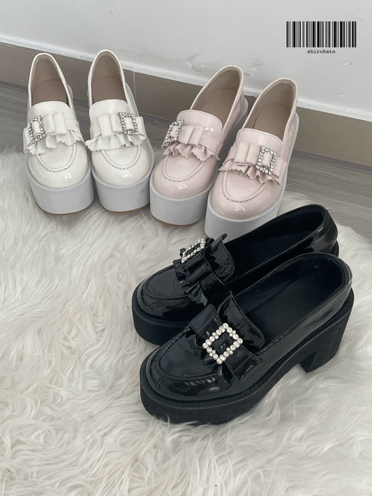 Jirai Kei Shoes High Heel Platform Shoes With Bow Tie (34 35 36 37 38 39 40 / Black Pink White) 37280:554066