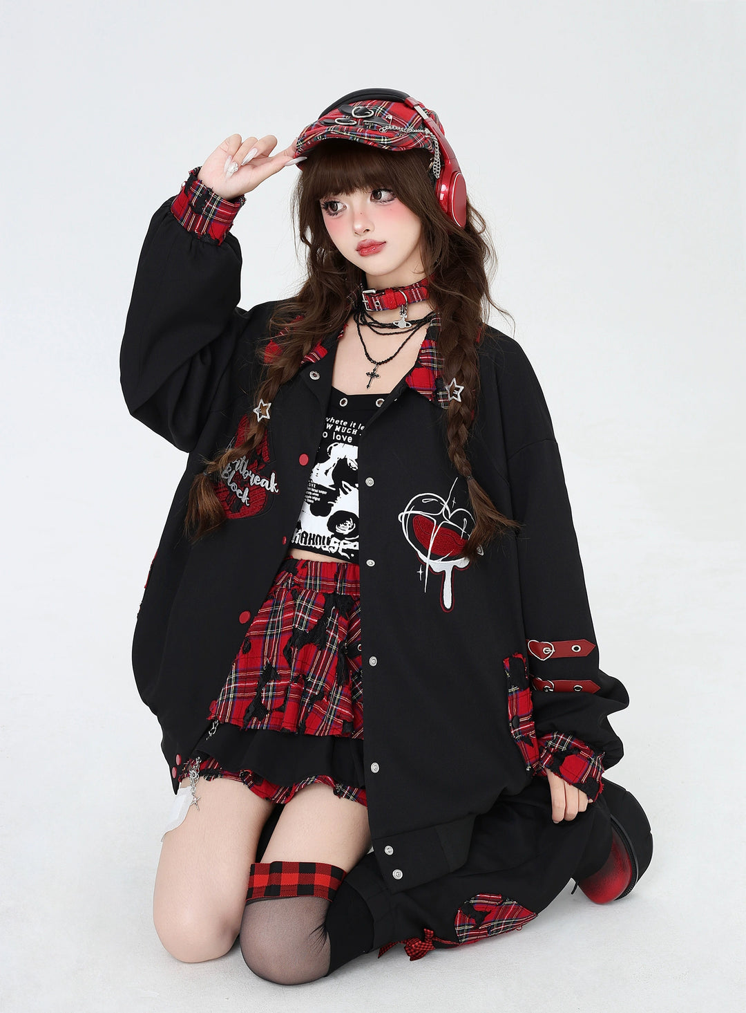 Y2K Autumn/Winter Coat Embroidery Plaid Baseball Jacket – Honey Y2K Autumn/Winter Coat Embroidery Plaid Baseball Jacket – Honey