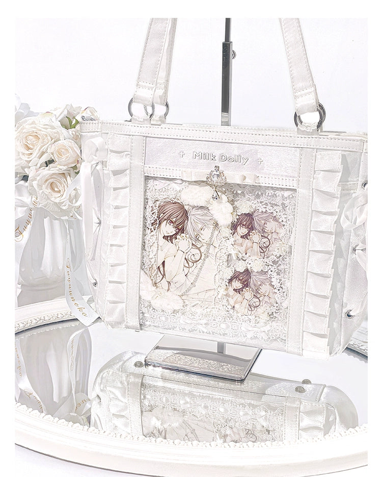 Large-Capacity Ita Bag, Clear Window Front + Rhinestones 43231:779297