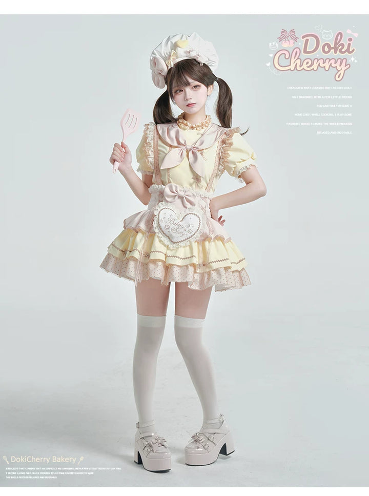 Kawaii Lolita Baker-Inspired Blouse, Suspender Skirt 44466:809180