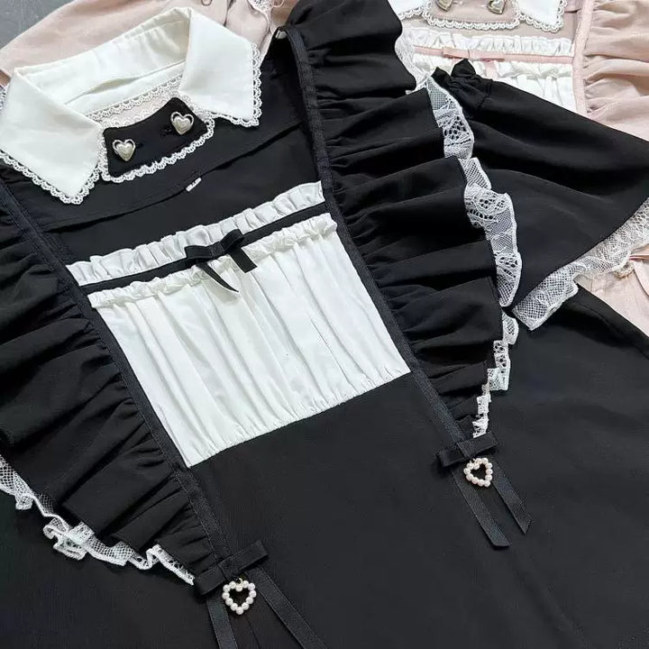 Jirai Kei Open-Shoulder Blouse, Detachable Collar 45844:865683